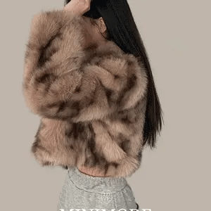 two-tone oversized fur jacket