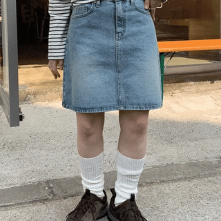 Kibin Washed Denim Mini Skirt