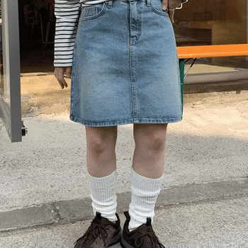 Kibin Washed Denim Mini Skirt