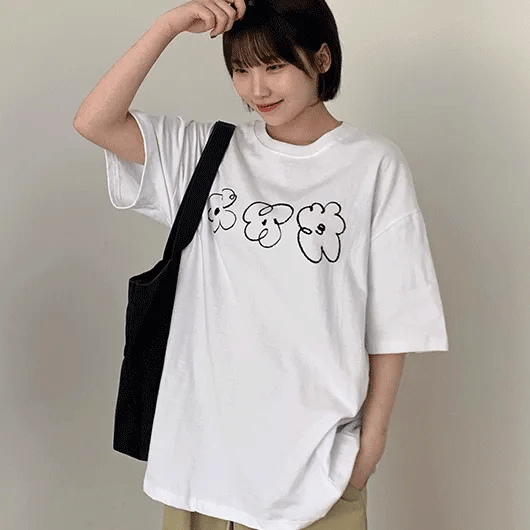 Koriming Flower Oversized Short Sleeve Tee