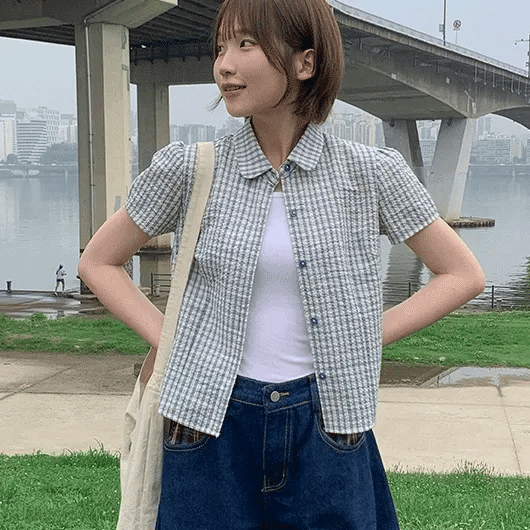 Kukel Seersucker Check Short Sleeve Shirt