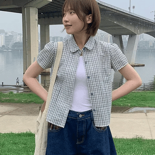 Kukel Seersucker Check Short Sleeve Shirt
