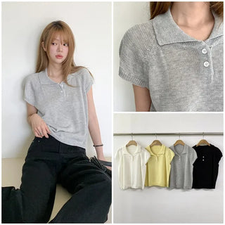 Nave Summer Boucle Collar Short Sleeve Knit