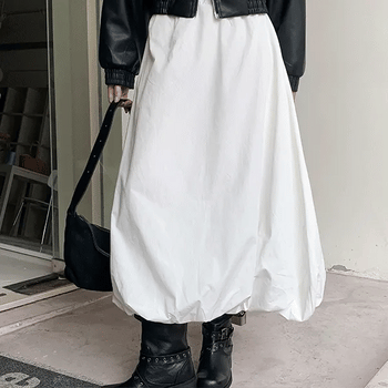 Pumpkin Elastic Cotton Long Skirt