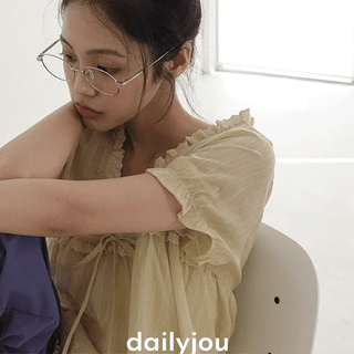 Marien See-through Lace V-neck Blouse