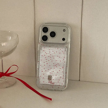 Heart Drizzle MagSafe Clear Card Wallet Pocket Case