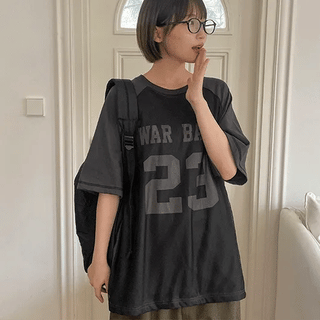 Niltoh Color Block Mesh Oversized Short Sleeve Tee