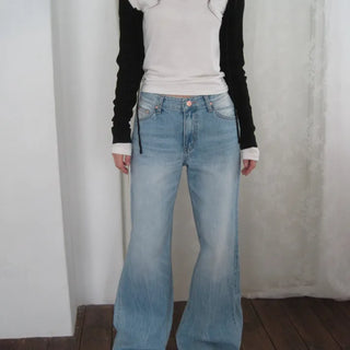 Swan Wash Low-Waist Straight Denim Pants