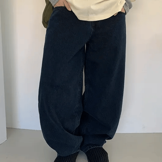 Hibom Washed Wide Balloon Denim Pants