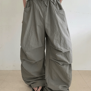 Parachute Snap Nylon Wide Pants