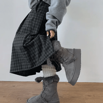 Canoe suede fur long boots