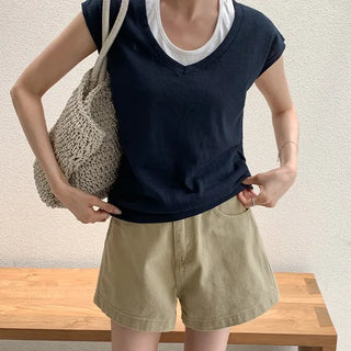 Torie Wrinkle Yoru Wavy Short Sleeve Blouse Tee