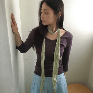 One Piece Shirred 3/4 Sleeve Tee
