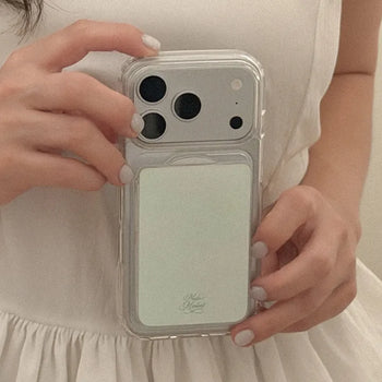 [Set] Mellow Texture MagSafe Gel Hard Phone Case + Clear Card Wallet