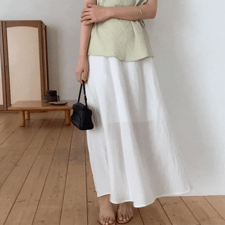 Dudu Flower Punching Smoke Banding Midi Full Skirt