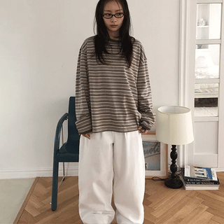 Maje Stripe Oversized Long Sleeve Tee