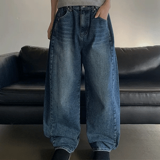 Hayden Curve Buckle Wide Denim Pants