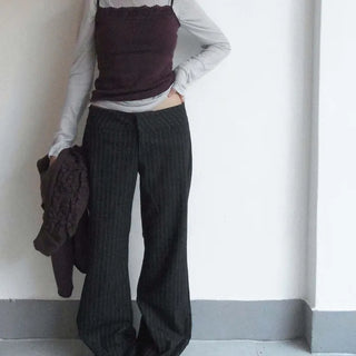 Noir Wool Low Bootcut Slacks