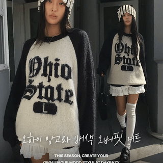 Ohai Angora Color Block Oversized Knit