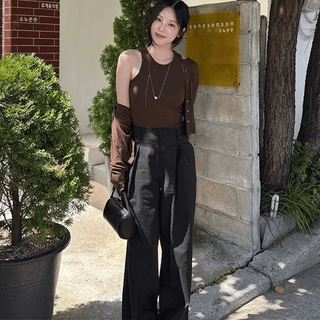 Double button cotton pants