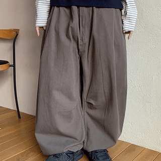 Dalcas Pintuck Cotton Elastic Waist Wide Pants