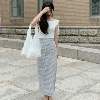 Adali Seersucker Check HLine Skirt