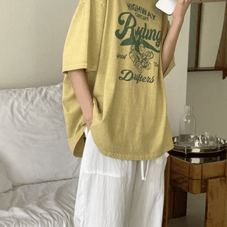 Cheeky Vintage Print Loose Fit Short Sleeve Tshirt