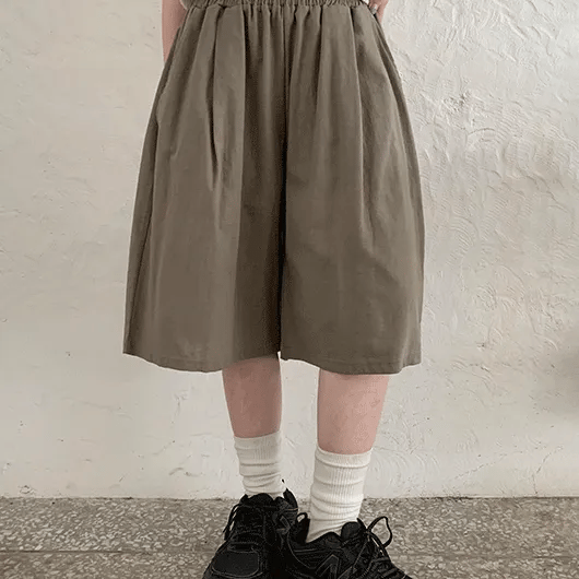 Metelli Linen Pintuck Elastic Waist Bermuda Shorts