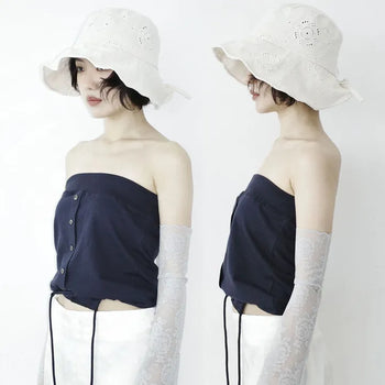 Punched ribbon sun hat