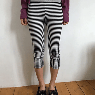 Mimi Striped Layered 3/4 Leggings Pants