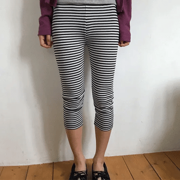 Mimi Striped Layered 3/4 Leggings Pants