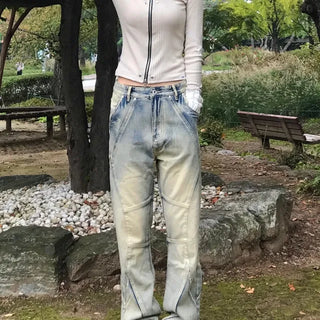 DRAKE DAMAGED JEAN Vintage Ripped Jeans Damaged Jeans Wide Semi-Wide