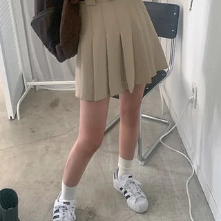 Basic Pleated Belted Skirt Set