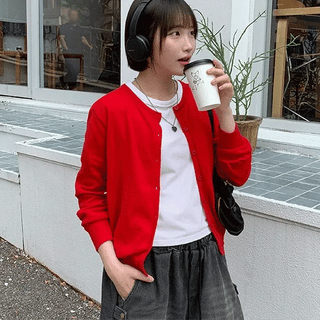 Muni Cashmere Round Knit Cardigan