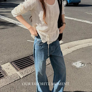 Frill Punching Strap Cardigan