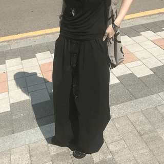 Snap Curve Balloon Pants