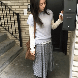 Ligon Diagonal Check Long Skirt