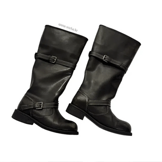 Belted Long Block Boots