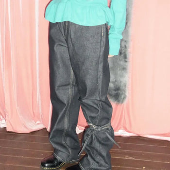 Normal raw straight denim