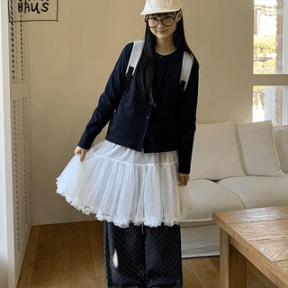 Lornin Tiered Tulle Banded Midi Skirt