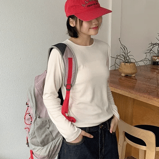 Rensha Soft Basic Round Long Sleeve Tee