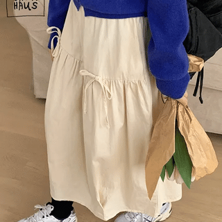 Lelia Shirred Ribbon Banding Long Skirt