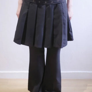 Punched Pleated Skirt Pants