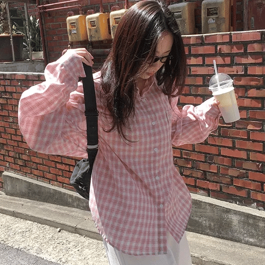 Pinby Basic Check Long Sleeve Shirt