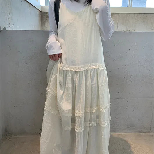 Himet Frill Tiered Sleeveless Long Dress