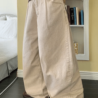 Contenny Heart Pocket Balloon Wide Cotton Pants