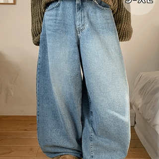Roitty Washed Wide Balloon Denim Pants