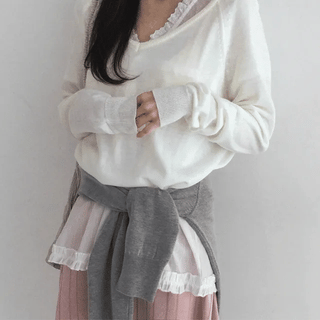 Fairy Layered Deep V-Neck Long Sleeve Knit