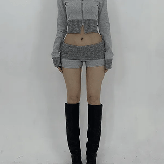 Low-rise Elastic Dolphin Pants / Shorts Training Pants Shorts Tracksuits Daily Folding Pants Low-waist Vintage Y2K