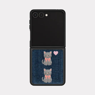 Denim Cat Galaxy Z-Flip Fold 8 MagSafe Black Bumper Case
